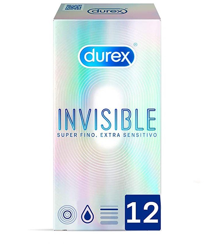 Durex Invisible Condones Ultrafinos (0.05 mm) de Alta Sensibilidad XL,  Extralargo, 36 perfiles